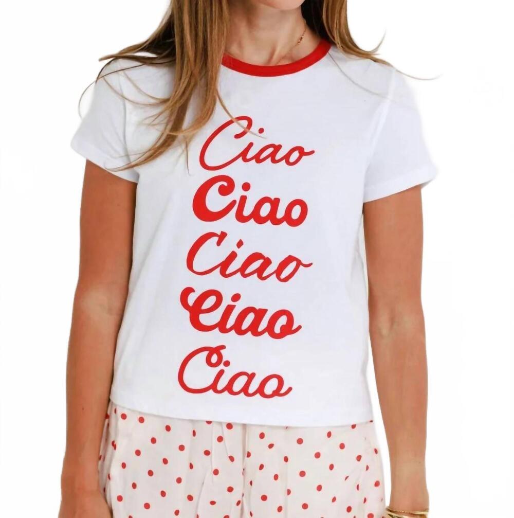 NEW SUNNY SOMEWHERE ciao ciao ringer tee in white